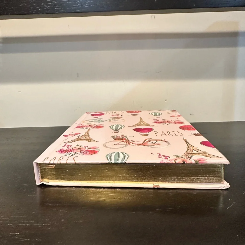 Paris Eiffel Tower Notebook Journal Floral Bicycle Hot Air Balloon Aesthetic